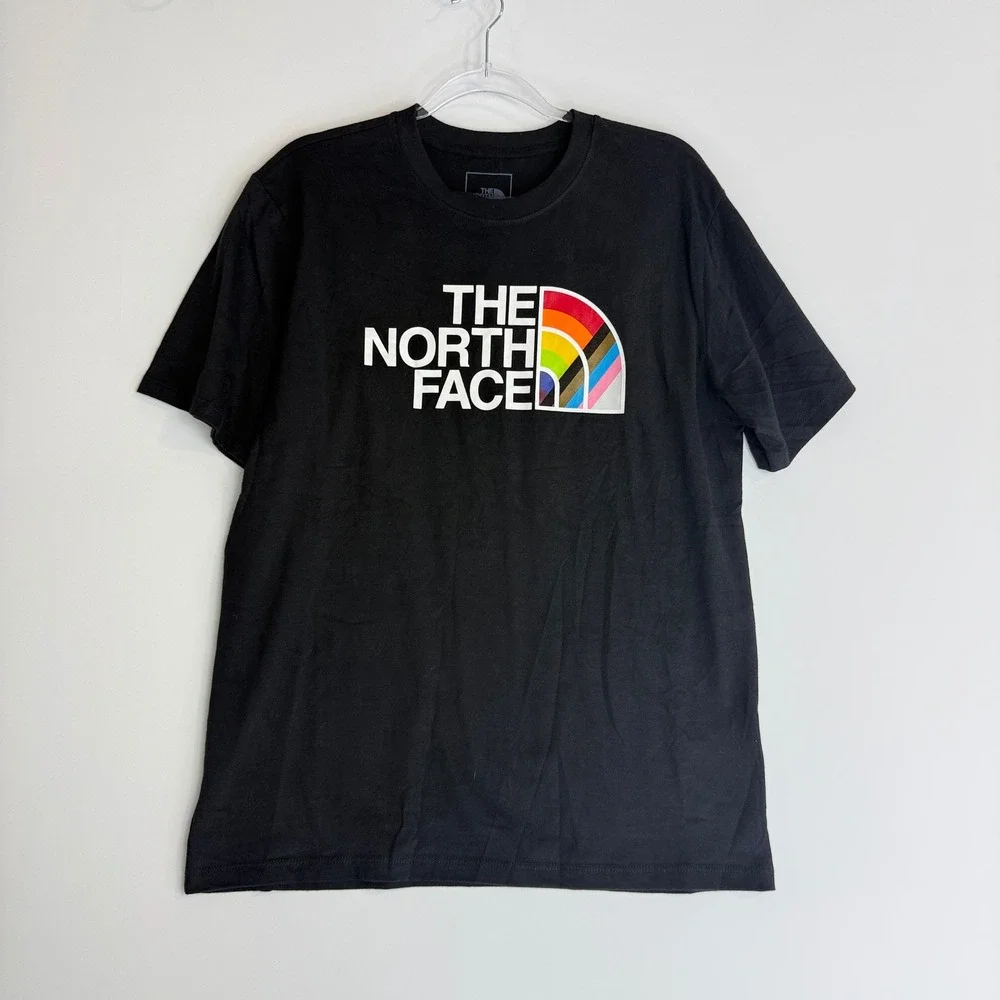The North Face Pride Tee Mens M Black Rainbow Logo Short Sleeve NF0A5J9HJK3-M